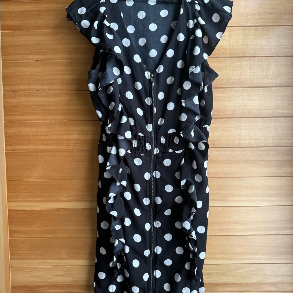 Elegant Black Polka Dot Mini Dress